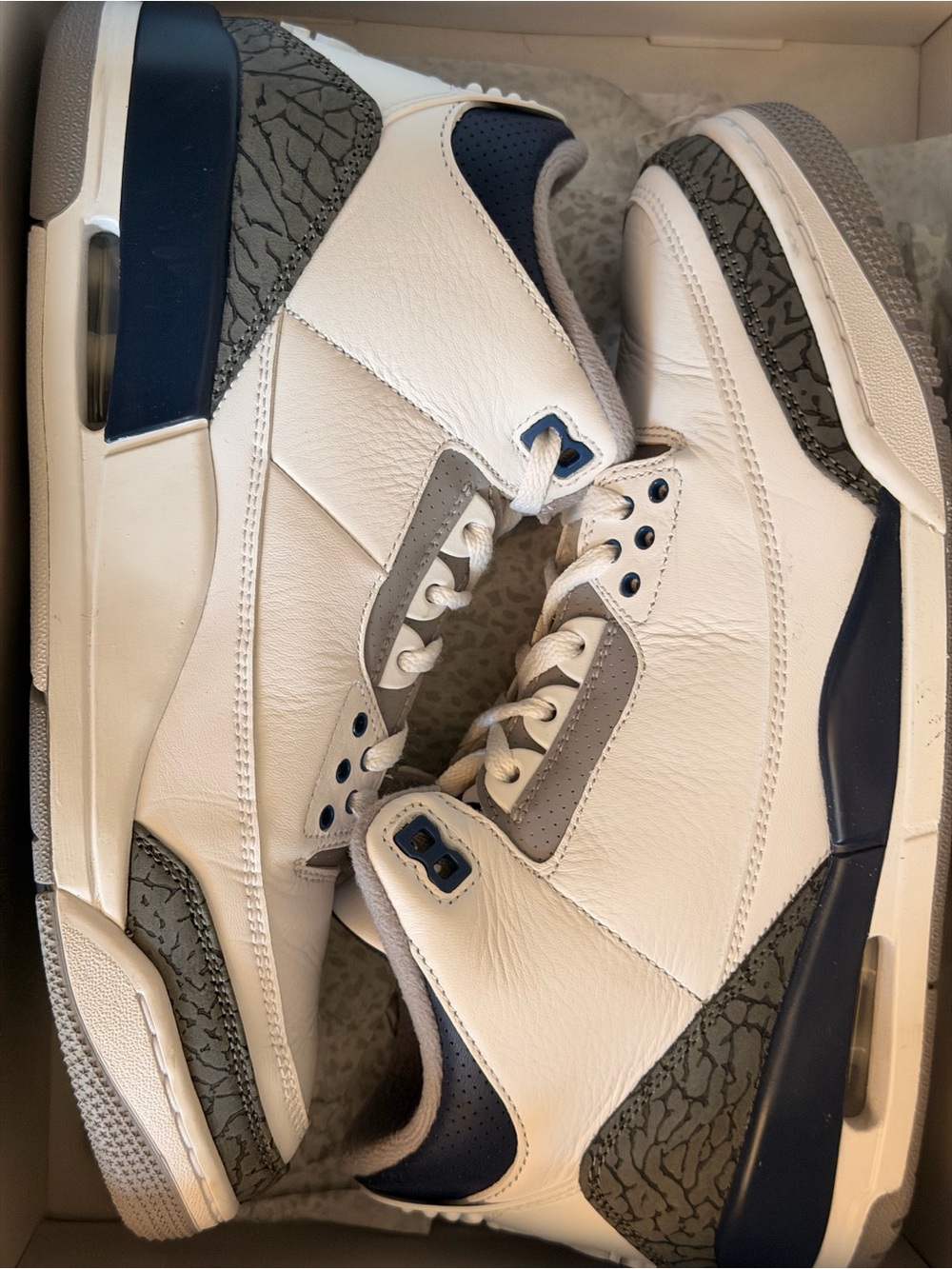 Air Jordan 3 Retro White/Midnight Navy – Men’s Size 9.5 - Picture 6 of 8